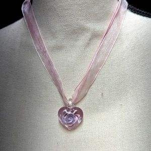 Glass rose necklace